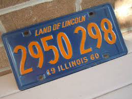 Vintage License Plate Illinois 1960 Blue And Orange Metal Etsy Vintage License Plates License Plate Garage Decor