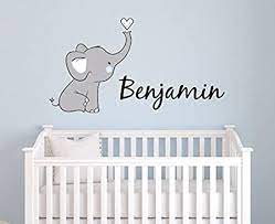 Amazon Com Boys Nursery Elephant Custom Personalized Name Wall Decal Large Nursery Elephant Wall Decals Boys Personalized Decals Elephants Nursery Decals Nursery Wall Decals Plus Free Hello Door Decal Baby
