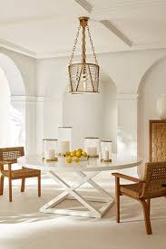 The Ralph Lauren Home Lighthouse Inspired Chatham Pendant Above Above The Jamaica Dining Table In White Lacquer Home Living Dining Room Dining Room Design