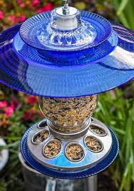 Bird Bath And Feeder With Solar Light Bird Feeders Glass Mason Jar Handmade Item Blue Etsy In 2020 Mason Jar Handmade Mason Jar Bird Feeders Glass Garden Art