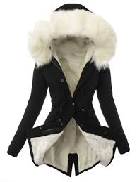 Parka Double Polaire Avec Fausse Fourrure A Capuche Decontracte Femme Veste Noir Et Blanche Manteaux Hauts