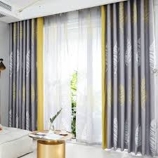 Baby blue or even teal blue curtains would look great in a striped or floral pattern. Nordic Curtains For Living Room And Bedroom Big Leaves Blue Yellow Grey Shades Patchwork Curtain Buy At The Price Of 4 55 In Aliexpress Com Imall Com