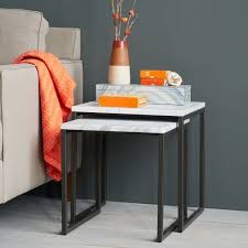 Box Frame Nesting Tables Marble Antique Bronze Modern Furniture Table Nesting Tables Marble Living Room Table