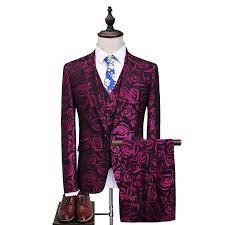 Jf jferrar floral slim fit tuxedo jacket : Men Floral Suit Slim Fit Rose Flower Pattern Wedding Suits Party Prom Suits Jacket 3set Floral Suit Men Dress Suits For Men Prom Suits