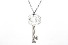 925 Sterling Silver Classic Monogram Key Necklace Key Necklace Personalized Jewelry Silver