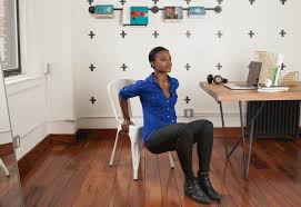 The Best Exercises You Can Legit Do At Your Desk Desk Workout Exercise Navy Accent Chair