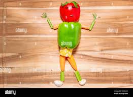 Veggie Man Made Of Peppers Carrots Celery Garlic And Corn Stock Photo Alamy