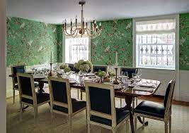 Rustic dining furniture french country dining furniture modern farmhouse table.outdoor dining furniture diy outdoor dining furniture how to build.dining furniture ideas interiors. Black Leather French Dining Chairs With Green Chinoiserie Wallpaper Transitional Dining Room