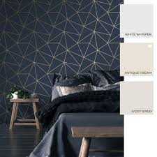 I Love Wallpaper Zara Shimmer Metallic Wallpaper Navy Gold Wallpaper From I Love Wallpa Feature Wall Bedroom Wallpaper Bedroom Feature Wall Navy Gold Bedroom