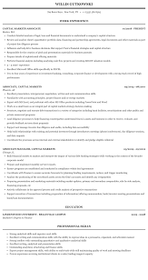 capital markets associate resume sample