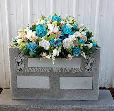 Headstone Saddle Cemetery Headstone Flowers Grave Etsy Memorial Flowers Funeral Flower Arrangements Grave Flowers