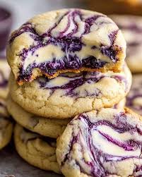 Easy Blueberry Cheesecake Swirl Cookie Recipe 💜🍪 Ingredients 2 &frac12; cups  all-purpose flour &frac12; cup cream cheese, softened &frac14; cup blueberry jam FULL  Printable Recipe in FIRST (C.M.N.T) 👇 Enjoy ❤️ 👇👇👇👇 #