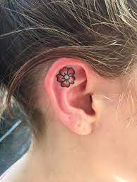 Flower Tattoo On Ear Ear Tattoo Flower Tattoo Ear Tattoos