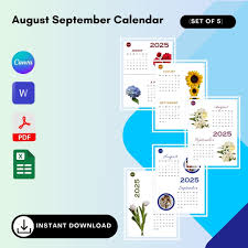 August September 2025 Calendar Printable PDF, Word, Excel