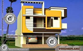 Instead of bamboo shutters metal grating offers a glimpse of the outdoors between hanging fairy lights. Home Exterior Design Indian Style 45 Top Double Storey Home Plans