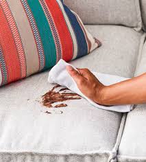Sunbrella has pretty good instructions for cleaning the fabric. How To Clean