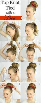 Top Knot Ties With A Bow Easy Hair Updos Top Knot Tutorial Hair Updos Tutorials