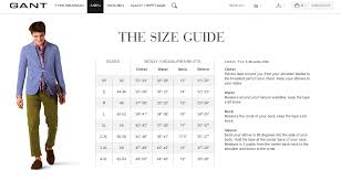 Gant Size Guide Tops Body Measurements Shoulder Fashion