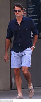 Spring 2015 Color Trend Will Be Welcomed With Open Arms Baby Boy Blue Powder Blue Call It What You Will Th Mens Outfits Mens Shorts Outfits Blue Shorts Men