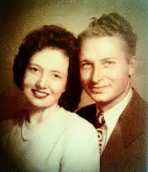 My mom Opal Fern Holder, sitting in front of Haichitts Grocery