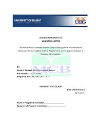 Doc Internship Report On Mcb Bank Limited Internship Report