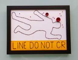 Chalk Outline Made Of Floss Two Red Buttons Several Beads And Yellow Acrylic Paint Chalk Painting Acrylic Painting