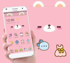 Cute kawaii pink flower icons. Pink Cute Cartoon Bear Theme For Android Apk Download