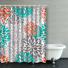 Shower curtain rod brackets (39). Artjia Orange Gray And Turquoise White Dahlia Bathroom Shower Curtain 60x72 Inches Walmart Com Walmart Com