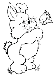 Flower bunny and easter basket coloring page. Coloring Pages Easter Bunny With Flower Coloring Pages