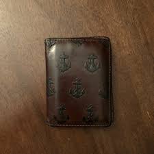 Jack spade brand men's bi fold blue leather nite out card holder wallet. Jack Spade Bags Jack Spade Anchor Leather Wallet Poshmark