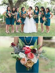When you pair it with burnt orange, it's absolutely perfect for fall. Teal And Gold Modern Wedding Teal Bridesmaid Dresses Teal Wedding Teal Wedding Flowers