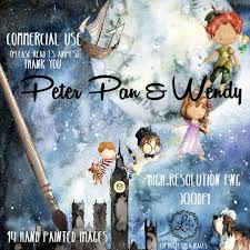 Peter Pan Clipart Fairy Tale Clip Art Tinkerbell Clip Art Etsy Clip Art Hand Painted Painting