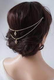 Wedding Headpiece Gold Tone Ivory Glass Pearl Motif Bohemian Headchain Accessory Hair Accessory Back Head Hair Chains Hair Accessories Hair Jewelry Wedding