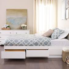 The elegant design features solid wood posts with a sleek finished bed frame. Prepac Queen Mate S Platform Storage Bed With 6 Drawers White Staples Ca