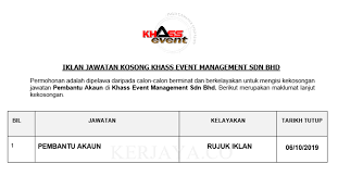 Jom tengok jawatan kosong terkini 2018. Jawatan Kosong Terkini Khass Event Management Pembantu Akaun Kerja Kosong Kerajaan Swasta