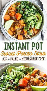 Easy Instant Pot Sweet Potato Beef Stew Aip Paleo Recette Avec Images Autocuiseur Instant Pot Aliments Complets Recette Paleo