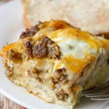 Add hash browns, sausage, bacon and cheese to casserole dish. Biscuit Egg Casserole Quick Easy Video Lil Luna