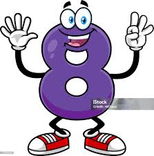 Funny Purple Number Eight 8 Cartoon Character Showing Hands Number Eight  Stock Illustration - Download Image Now - iStock