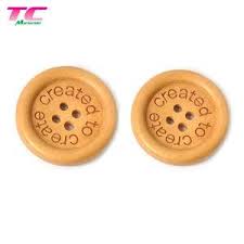 15mm Custom Engraved Logo Wood Button 2 Holes Wholesale Wood Garment Buttons For Baby Clothes