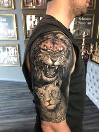 40 most original lion tattoos : Lion And Lioness Tattoo By Basia Limited Availability At Salvation Tattoo Studios Lioness Tattoo Lion Tattoo Lion And Lioness Tattoo