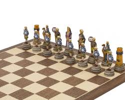 The chess board in this set is much more than just a simple checkered board. The Romans Vs Arabs Hand Painted Themed Chess Pieces By Italfama R68182 136 99 The Regency Chess Company The Finest Online Chess Shop