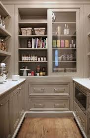 Grey Pantry Cabinets With Sliding Doors Transitional Kitchen Pantry Design Taupe Kitchen Cabinets Taupe Kitchen