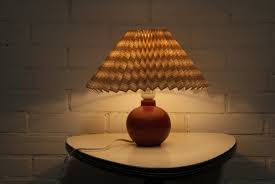 Vintage Ceramic Burgundy Red Table Lamp With A Tartan Pleated Lamp Shade In 2020 Red Table Lamp Pleated Lamp Shades Lamp