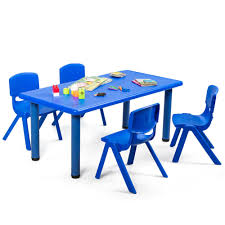 The sturdy table and chairs are great for boys and girls ages 3. Gymax Kids Plastic Table And Stackable Chairs Set Indoor Outdoor Home Classroom Blue Walmart Com Walmart Com