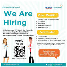 Pt kimia farma (persero) tbk adalah perusahaan industri farmasi pertama di indonesia yang didirikan oleh pemerintah hindia belanda tahun 1817. Biofarma Hashtag Lowongan Kerja Di Loker Bumiayu Id