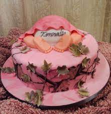 Pink Camo Wafer Paper Buttoms Up Baby Shower Cake Camo Baby Shower Cakes Baby Shower Cakes Girl Baby Shower Cakes