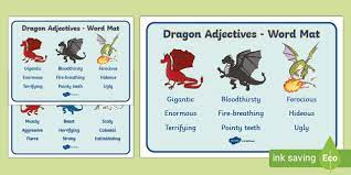 Free Dragon Adjectives Word Mat Resource Pack