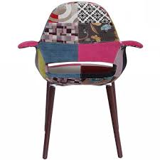 2xhome Patchwork Patterned Mid Century Modern Upholstered Fabric Organic Accent Living Room Dining Chair Armchair Set Chair Fabric Patchwork Chair Funky Chairs
