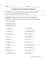 10 Vcv Worksheets 5th Grade Syllable Worksheet Multisyllabic Words Number Words Worksheets