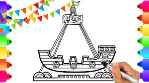 How To Draw Amusement Park Rides Pirate Ship Carnival Ride Coloring Page Glitter Art Youtube An amusement park is an outdoor area with games, rides and shows. how to draw amusement park rides pirate ship carnival ride coloring page glitter art